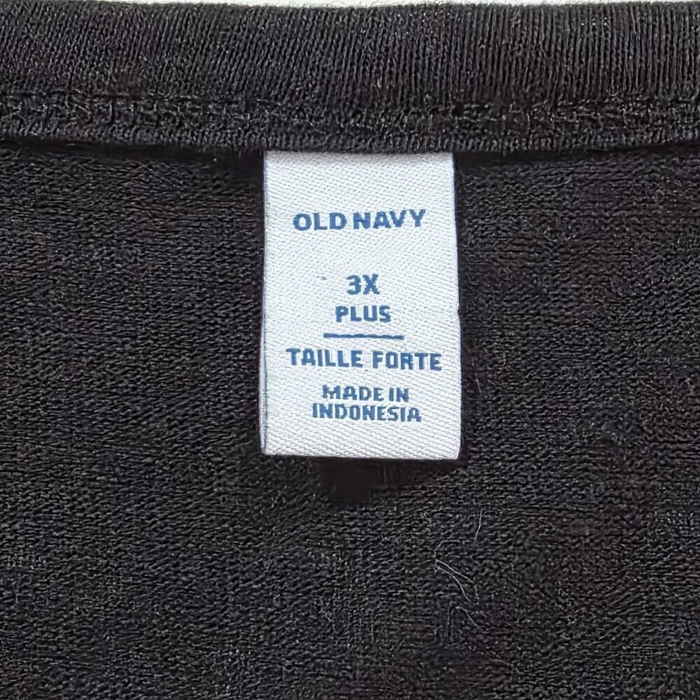Old Navy T Shirt Maxi Dress 3X Black SS Linen Blend Slits Pullover Goth Cottage - Picture 3 of 15